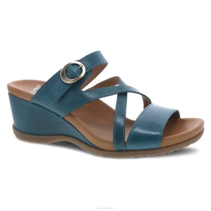 sandalias Dansko 4FJX122 Ana mujer cuero esmaltado verde azulado