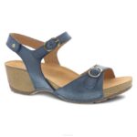 sandalias Dansko 4FJX132 Tricia mujer azul fresado bruñido