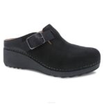 mules y slip-ons Dansko 4FJX183 caia mujer Nubuck molido negro